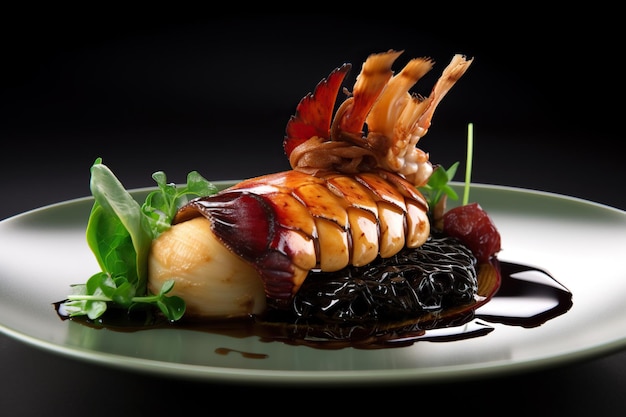 Grilled prawns with balsamic vinegar and sauce Generative AI