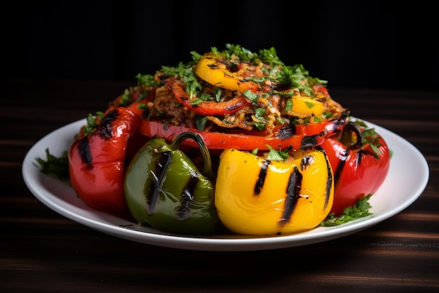 Grilled red and yellow bell pepper