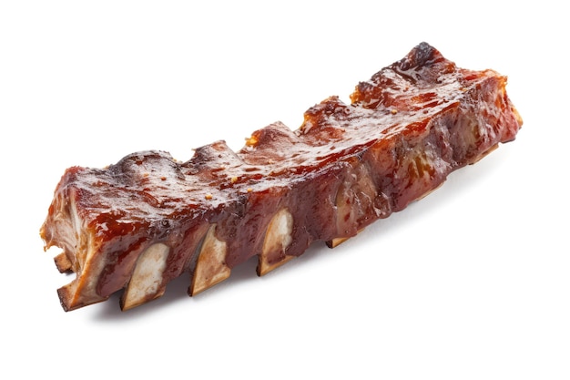 Grilled Ribs Isolated Lamb Barbecue Roasted Meat on White Background Grilled Ribs Abstract Generative AI Illustration