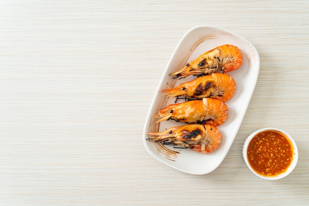 grilled river prawns or shrimps - seafood style