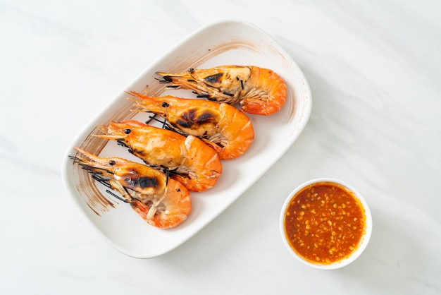 grilled river prawns or shrimps - seafood style