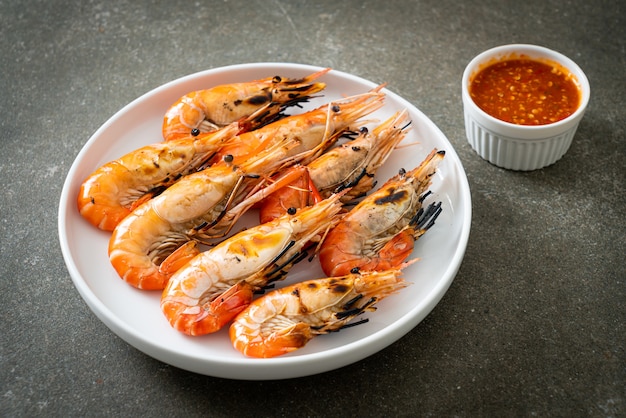 grilled river prawns or shrimps - seafood style