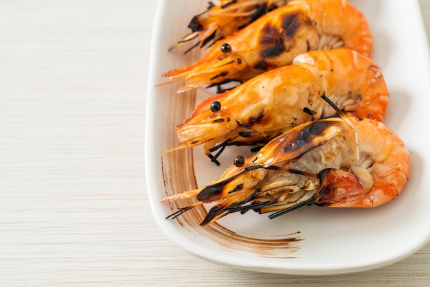 grilled river prawns or shrimps - seafood style