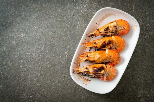 grilled river prawns or shrimps - seafood style