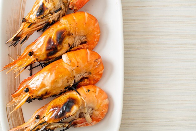 grilled river prawns or shrimps - seafood style