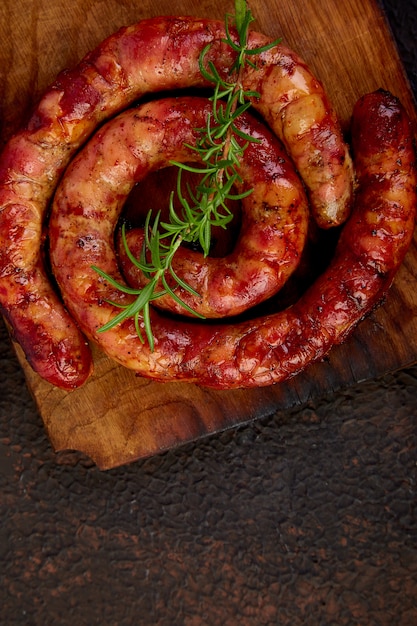 Grilled  or Roasted spiral pork sausages