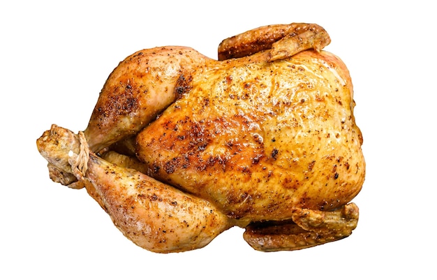 grilled roasted whole chicken isolated on white background