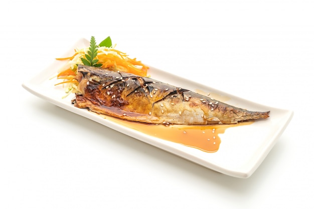 Grilled Saba fish steak with teriyaki sauce