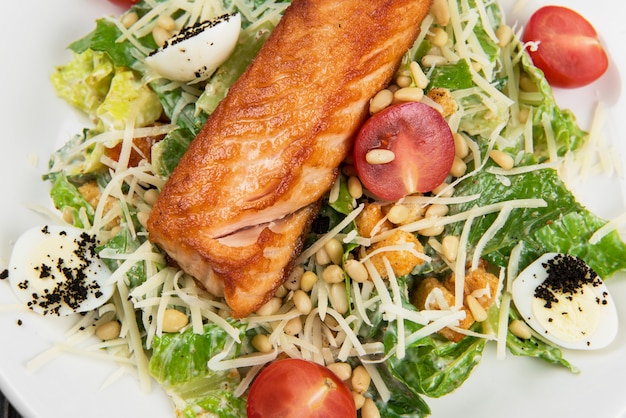 Grilled salmon caesar salad