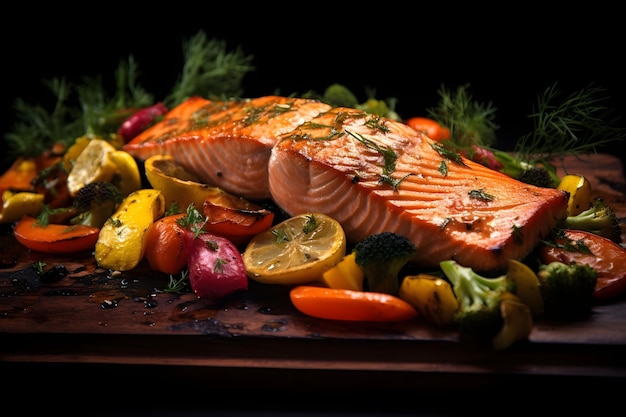 Grilled salmon fillet