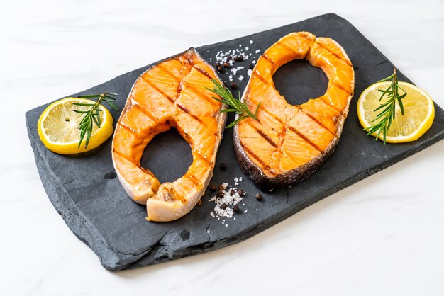 grilled salmon steak fillet