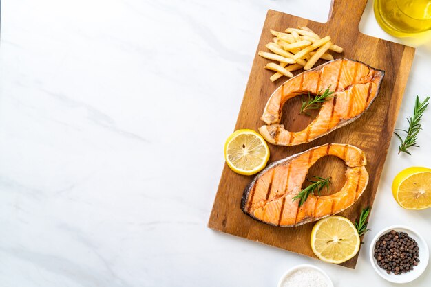 grilled salmon steak fillet