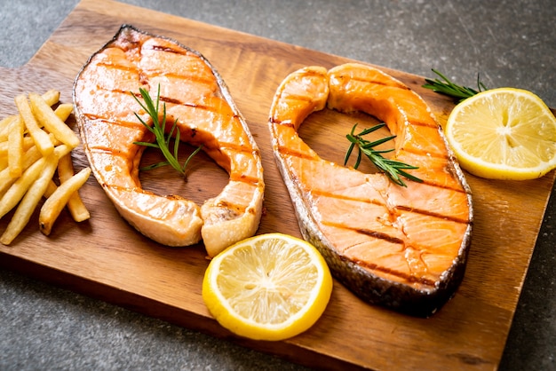 grilled salmon steak fillet