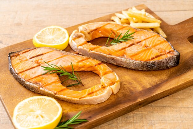 grilled salmon steak fillet