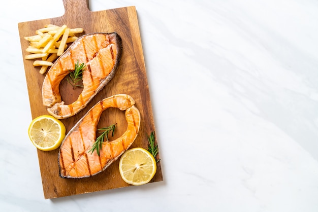 grilled salmon steak fillet