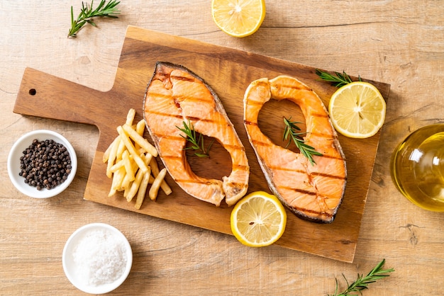 grilled salmon steak fillet