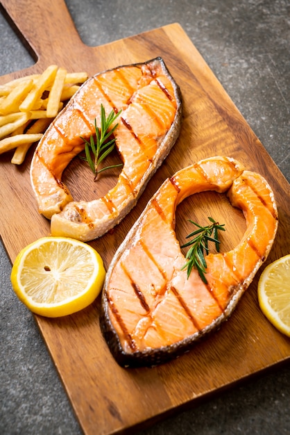 grilled salmon steak fillet