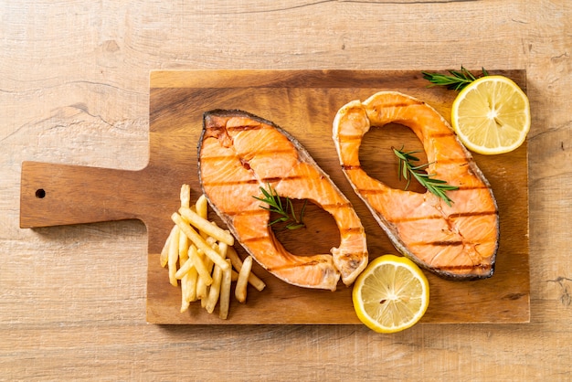 grilled salmon steak fillet