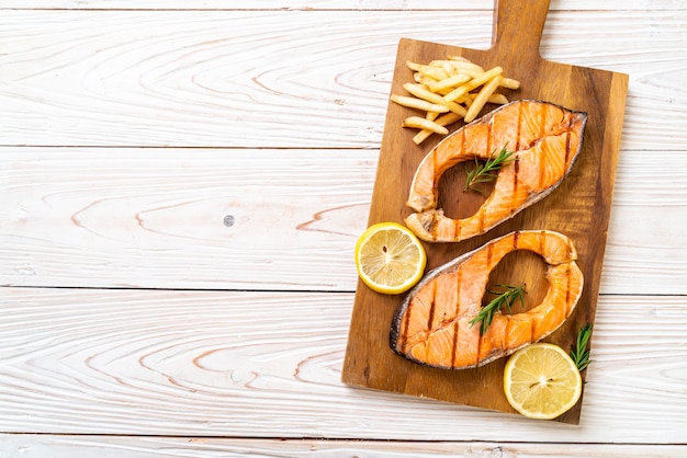 grilled salmon steak fillet