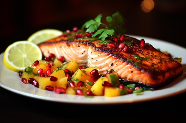 Grilled Salmon Steak with Mango Salsa Topping