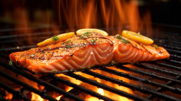 Grilled salmon steak