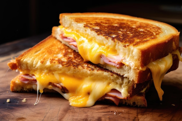 Grilled sandwich with ham and cheese