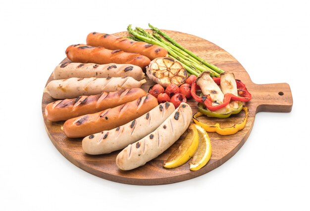 grilled sausage with vegetable