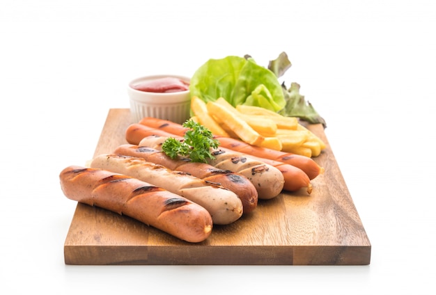 grilled sausage with vegetable