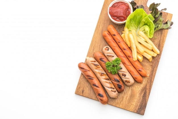 grilled sausage with vegetable