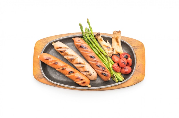 grilled sausage with vegetable