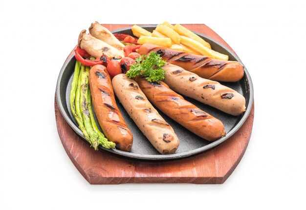 grilled sausage with vegetable