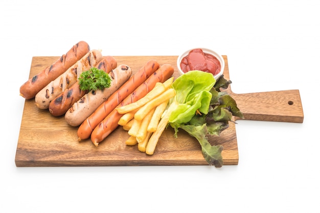 grilled sausage with vegetable