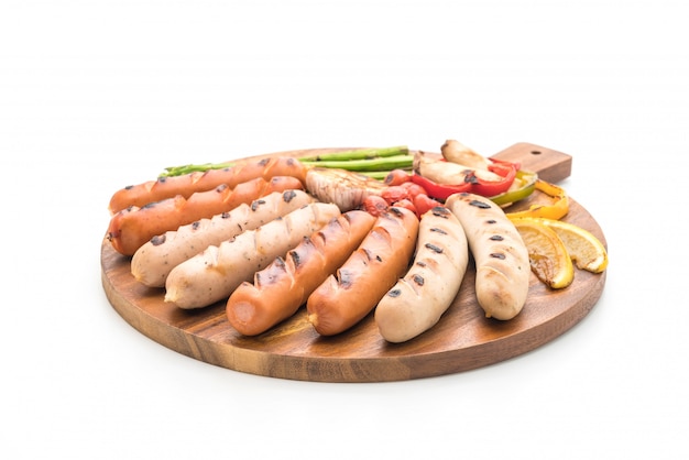 grilled sausage with vegetable