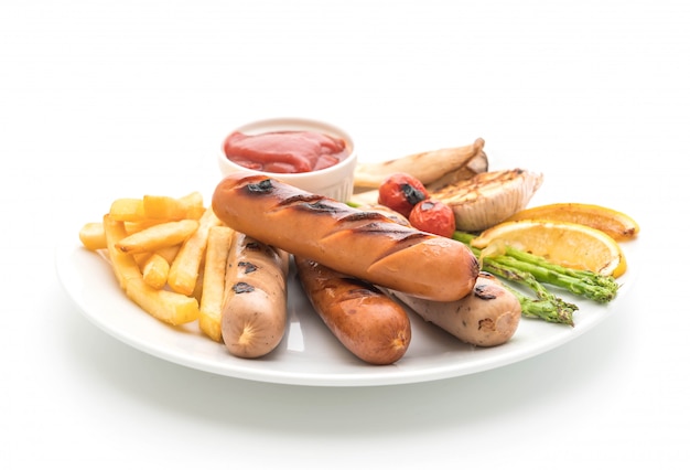 grilled sausage with vegetable