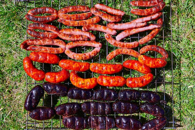 Grilled sausages at bar b cue