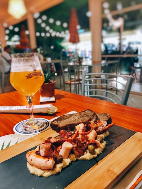 grilled sausages and beer