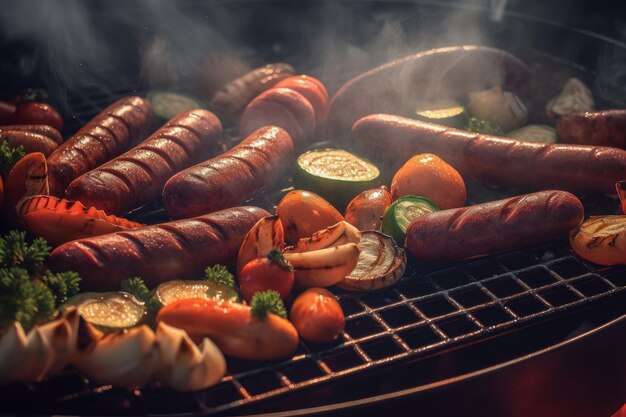 Grilled sausages Generate Ai