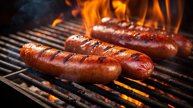 grilled sausages on the grill