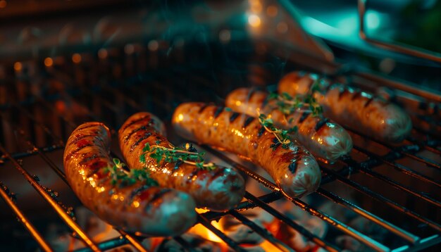 Grilled sausages with herbs