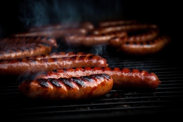 Grilled sausages with smoke