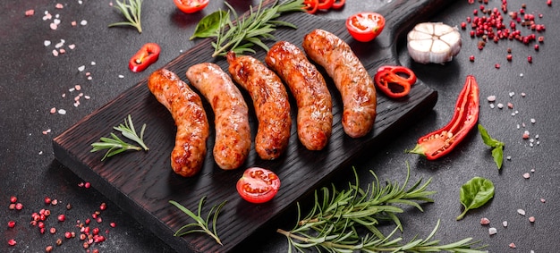 Grilled sausages with vegetables and spices