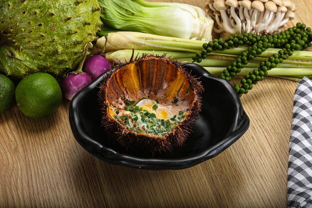 Grilled Sea Urchin with egg