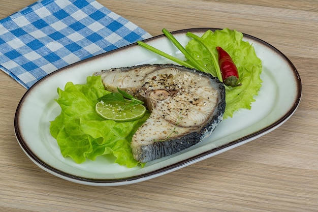 Grilled shark steak