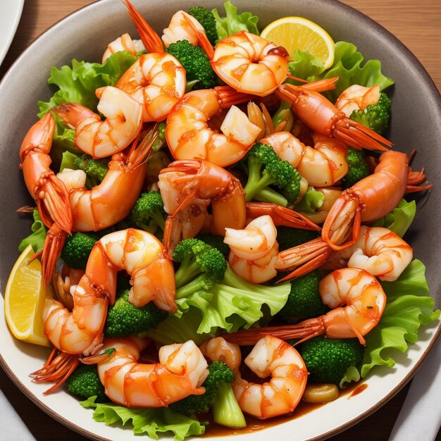 Photo grilled shrimp on a plate