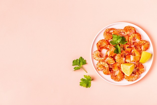 Grilled shrimps with lemon parsley and garlic