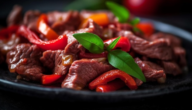 Bistecca di controfiletto alla griglia insalata di verdure fresche pasto gourmet generato da ai