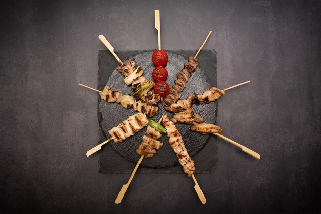 Grilled skewers on a plate