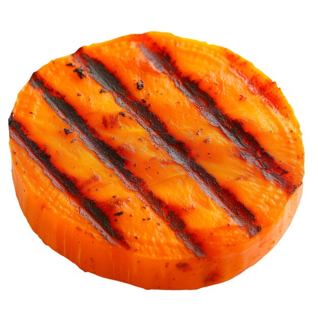 Grilled slice of fresh carrot isolated on a white or transparent background grilled vegetables