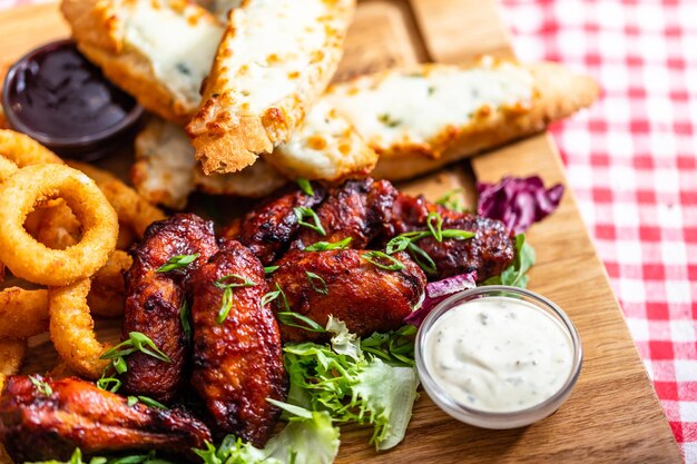 Grilled snack plate served in american restaurant