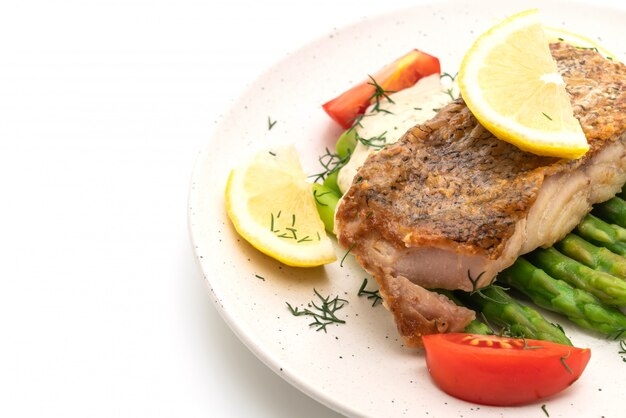 grilled snapper fish steak with vagetable